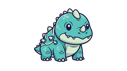 Fototapeta premium Adorable Cartoon Ankylosaurus with Spikes and Teal Skin.