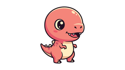 Obraz premium Adorable Cartoon Tyrannosaurus Rex Character Illustration on White Background.