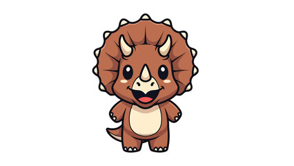 Fototapeta premium Adorable Cartoon Triceratops Dinosaur with a Cheerful Expression.