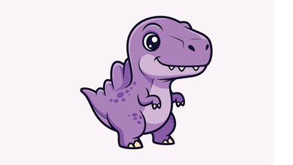 Obraz premium Adorable Purple Cartoon Dinosaur with Big Eyes and a Cute Smile.