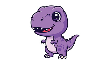 Obraz premium Adorable Purple Cartoon Dinosaur with Big Eyes and a Friendly Smile.