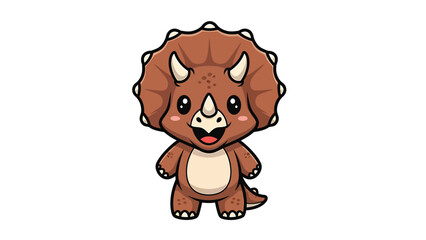 Obraz premium Adorable Cartoon Triceratops Dinosaur with a Friendly Expression.