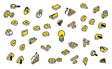 Isometric illustration: icon set