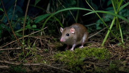 As twilight settles over the forest, a shrew emerges from its nest of grass and roots