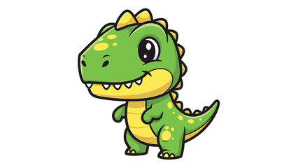Fototapeta premium Adorable Cartoon Tyrannosaurus Rex Character Illustration on White Background.