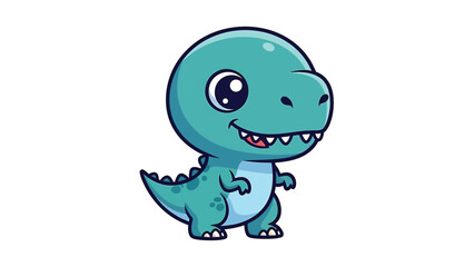 Obraz premium Adorable Cartoon Dinosaur Character Illustration on White Background.