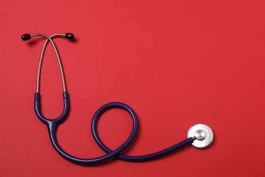 Stethoscope on the table. Medical instrument. Medical concept. Healthcare. Health Day. Doctor's equipment. Cardiology. Heart disease. Lung diagnostics. Diagnostics of respiratory inflammation.
