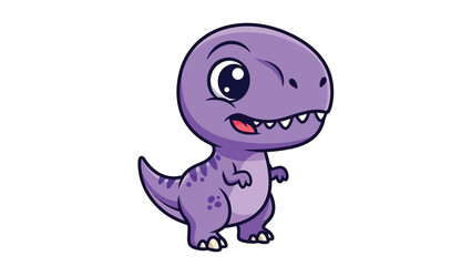 Obraz premium Adorable Purple Cartoon Dinosaur with Big Eyes and Small Arms.