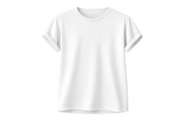 White t-shirt mockup on transparent background, blank apparel template for advertising, design, and branding projects