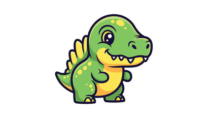 Obraz premium Adorable Cartoon Dinosaur Character with Spikes and Friendly Smile.