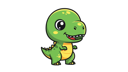 Adorable Cartoon Dinosaur Character Illustration on White Background.