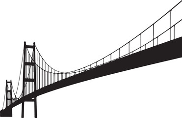Fototapeta premium Bridge Silhouette – Bridge Vector Silhouette Black on White