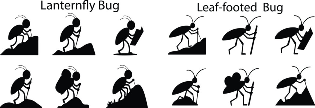 Lanternfly and Leaf footed bug climbing and reading