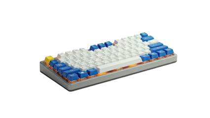 Compact Mechanical Keyboard with Blue and White Keycaps