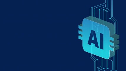 3D AI Microchip Icon with Artificial Intelligence Concept. Suitable to place on video content with that theme