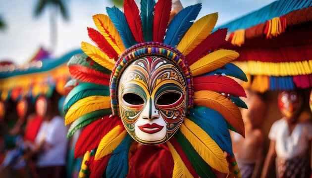 Vibrant smiling mask at the MassKara Festival in Bacolod City
