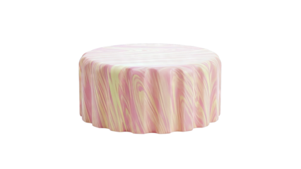 Cylindrical Table with Swirled Pink and Yellow Pattern