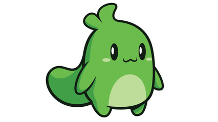 Obraz premium Adorable Green Cartoon Creature with Big Eyes and Small Tail.