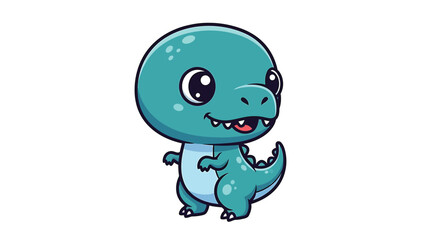 Obraz premium Adorable Cartoon Dinosaur Character Illustration with Big Eyes.