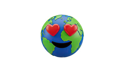 Earth Emoji with Heart Eyes and Smiling Mouth