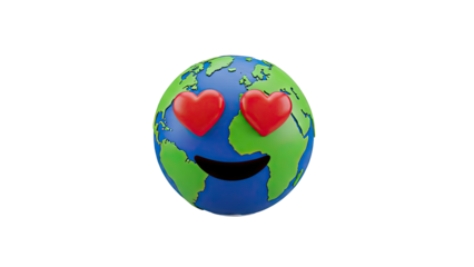 Earth Emoji with Heart Eyes and Smiling Mouth