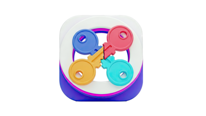 Four Colorful Keys Intertwined in a Modern Design