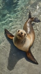 Realistic Sea Lion Relaxing on Its Back