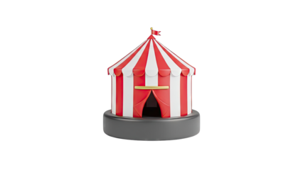 3D Render of a Red and White Striped Circus Tent with Flag