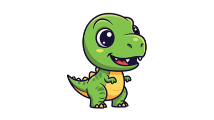 Obraz premium Adorable Cartoon Tyrannosaurus Rex Character with Big Eyes.