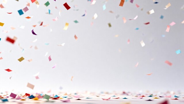 Colorful confetti falling in the air