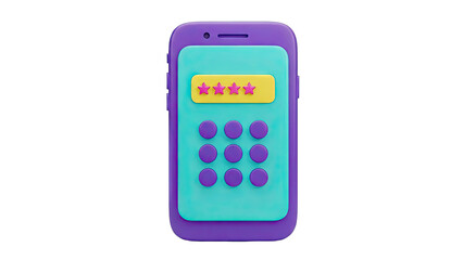 3D Rendered Smartphone with Rating and Calculator Interface