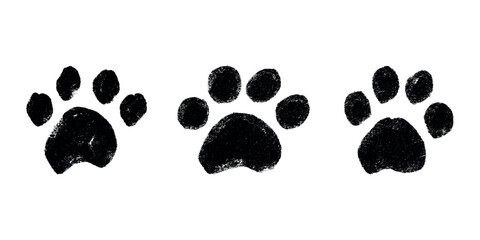 Set of hand drawn cute cat's paw Cat, dog, animal footprint in doodle style Single element for print, web, design, decor, greeting cards, children's prints