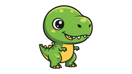 Obraz premium Adorable Cartoon Tyrannosaurus Rex Character with Big Eyes and Small Arms.