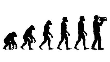 Human Evolution Silhouette Sequence – From Ape to Modern Man Vector Illustration © MST RIPA KHATUN