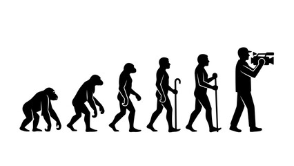 Human Evolution Silhouette Sequence – From Ape to Modern Man Vector Illustration © MST RIPA KHATUN