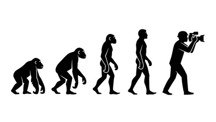 Human Evolution Silhouette Sequence – From Ape to Modern Man Vector Illustration © MST RIPA KHATUN