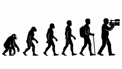 Human Evolution Silhouette Sequence – From Ape to Modern Man Vector Illustration © MST RIPA KHATUN