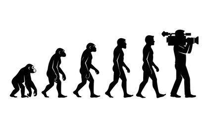 Human Evolution Silhouette Sequence – From Ape to Modern Man Vector Illustration © MST RIPA KHATUN