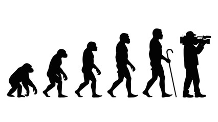 Human Evolution Silhouette Sequence – From Ape to Modern Man Vector Illustration © MST RIPA KHATUN