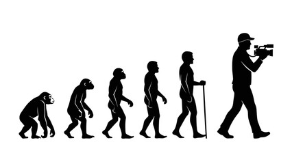 Human Evolution Silhouette Sequence – From Ape to Modern Man Vector Illustration © MST RIPA KHATUN