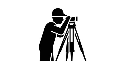 Videographer Silhouette with Camera Tripod &ndash; Filmmaking Cinematography Vector Icon