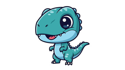 Obraz premium Adorable Cartoon Dinosaur Character with Big Eyes and Playful Expression.