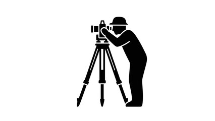Videographer Silhouette with Camera Tripod &ndash; Filmmaking Cinematography Vector Icon