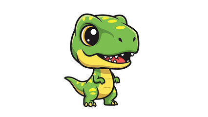 Obraz premium Adorable Cartoon Tyrannosaurus Rex Illustration with Big Eyes.