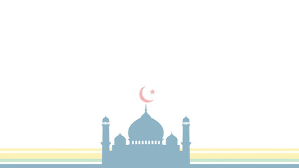 Obraz premium Elegant mosque silhouette with crescent moon and star