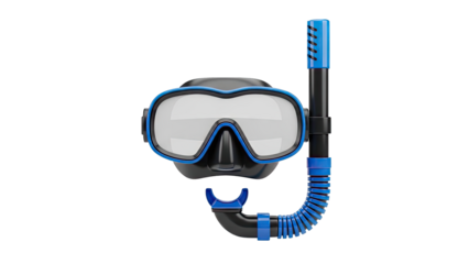 Blue and Black Diving Mask and Snorkel