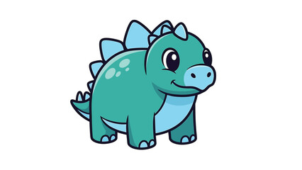 Fototapeta premium Adorable Cartoon Stegosaurus with Spikes and Friendly Expression.