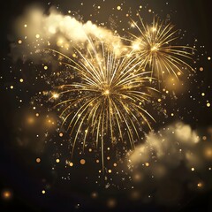 Obraz premium Radiant golden fireworks background high resolution picture