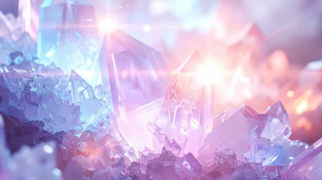 Abstract close-up of vibrant, translucent crystals with blue and purple hues, creating a gem-like texture.