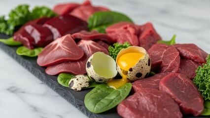 Assortment of high-quality protein and superfoods: Ketogenic ingredients/高品質なタンパク質とスーパーフードの盛り合わせ：ケトジェニック食材